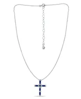 Giani Bernini Simulated Blue Sapphire and Cubic Zirconia Cross Pendant