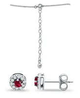 Giani Bernini Created Ruby and Cubic Zirconia Halo Pendant Earring Set, 3 Piece