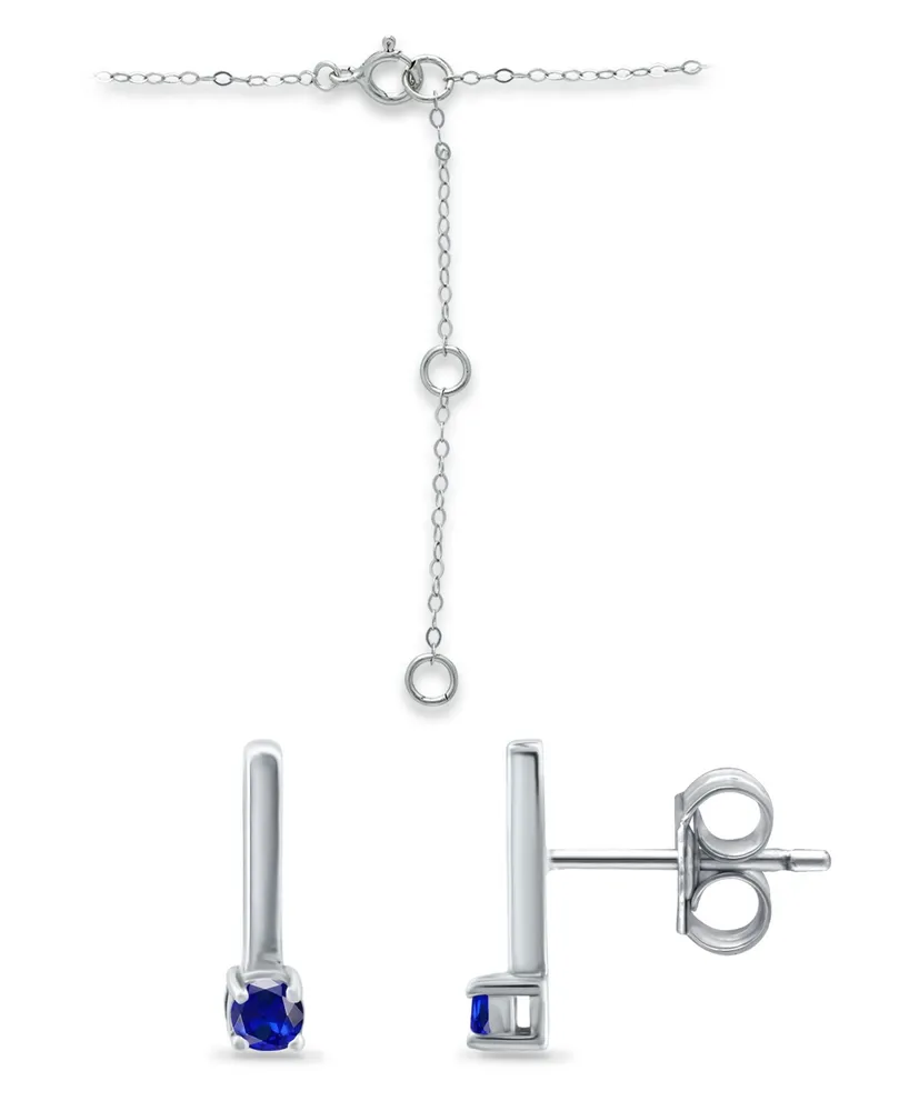 Giani Bernini Simulated Blue Sapphire Bar Pendant and Earring Set, 3 Piece