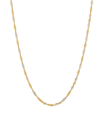 Polished Two-Tone Diamond Cut 18" Singapore Chain in 10K Yellow Gold - Two