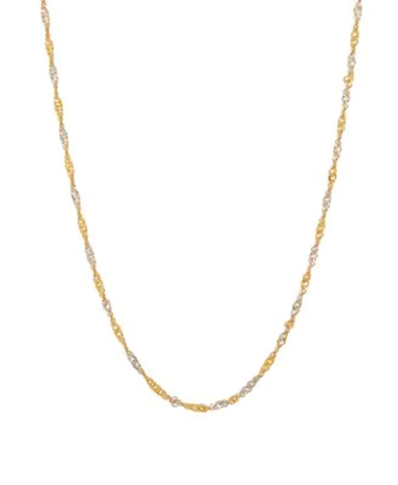 Italian Gold Polished Two Tone Diamond Cut Singapore Chain In 10k Yellow Gold