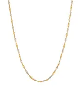 Italian Gold Polished Two Tone Diamond Cut Singapore Chain In 10k Yellow Gold