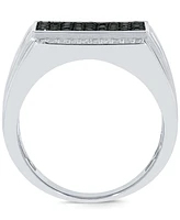 Men's Black & White Diamond Cluster Ring (3/4 ct. t.w.) in Sterling Silver