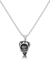 Andrew Charles by Andy Hilfiger Men's Red Cubic Zirconia King Skull 24" Pendant Necklace in Stainless Steel