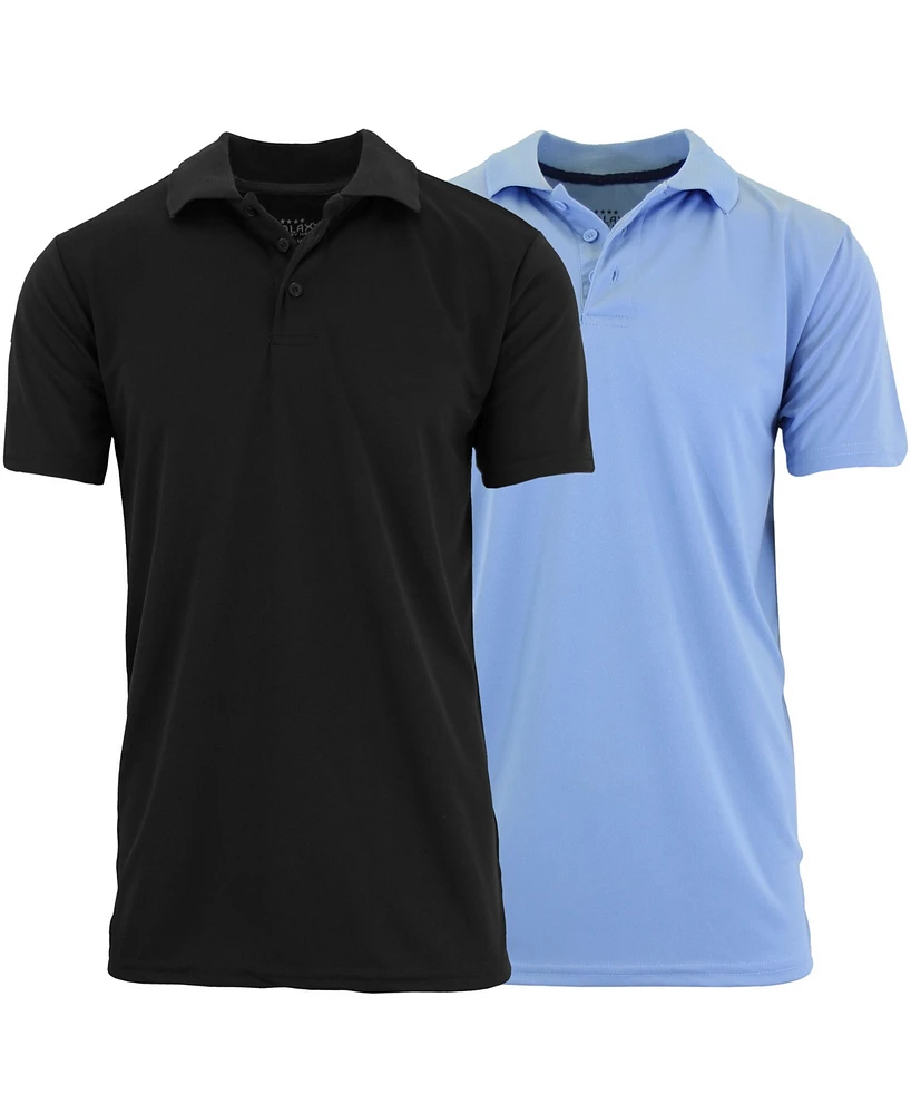 Galaxy By Harvic Men's Tag less Dry-Fit Moisture-Wicking Polo Shirt, Pack of 2