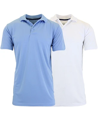 Galaxy By Harvic Men's Tag less Dry-Fit Moisture-Wicking Polo Shirt, Pack of 2