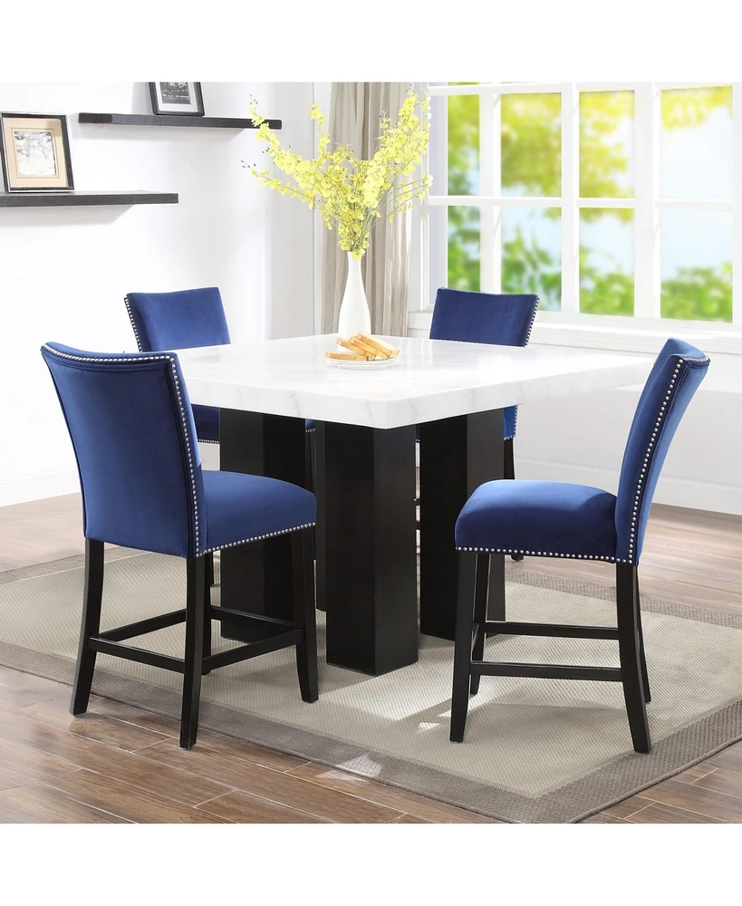 Closeout! Camila Counter Height 5-Pc. Dining Set (Square 54" Marble Table & 4 Chairs)