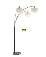 Artiva Usa Lumiere Iii 83" Double Shade Off-White Shade Led Arched Floor Lamp with Dimmer