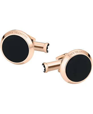 Montblanc Men's Meisterstuck Red-Gold Stainless Steel and Onyx Inlay Cuff Links