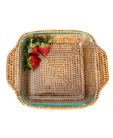 Artifacts Rattan Square Baker Basket with Pyrex