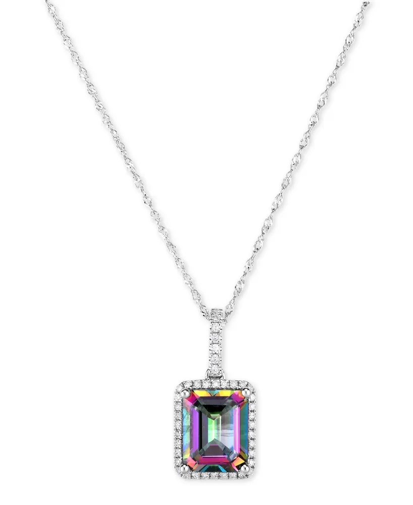 Mystic Topaz (3-1/2 ct. t.w.) & Diamond (1/6 ct. t.w.) 18" Pendant Necklace in 14k White Gold