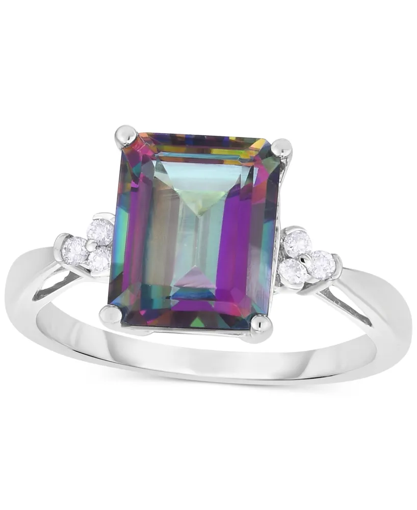 Mystic Topaz (3-1/2 ct. t.w.) & Diamond (1/20 ct. t.w.) Ring in 14k White Gold