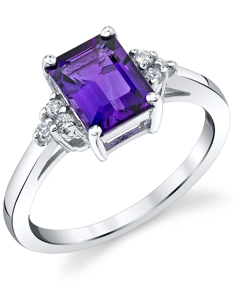 Amethyst (1-5/8 ct. t.w.) & Diamond (1/8 ct. t.w.) Ring in 14k White Gold