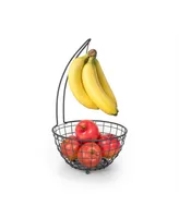 Grid Small Fruit Tree, Space Saving Fruit Holder with Attached Banana Stand, Open Basket Design to Keep Produce Fresh Longe