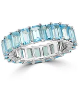 Effy Blue Topaz Emerald-Cut Band (9-1/3 ct. t.w.) in 14k White Gold