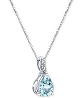 Aquamarine (3/4 ct. t.w.) & Diamond Accent 18" Pendant Necklace in 14k White Gold