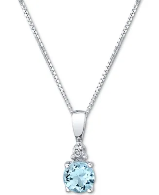 Aquamarine (1/3 ct. t.w.) & Diamond Accent 18" Pendant Necklace in 14k White Gold