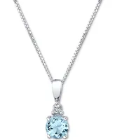 Aquamarine (1/3 ct. t.w.) & Diamond Accent 18" Pendant Necklace in 14k White Gold