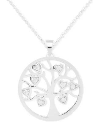 Diamond Tree Disc 18" Pendant Necklace (1/10 ct. t.w.) in Sterling Silver