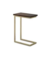 Skyler Solid Mango Wood C Side Table - Dark Brown and Gold