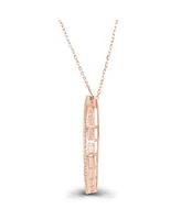 Cubic Zirconia Baguette and Round Sterling Silver Open Circle Necklace (Also 14k Gold Over or Rose Silver)