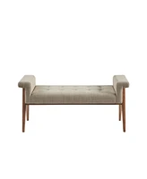 Mason 49.25"W Tufted Cushioned Armless Wooden Accent Bench with Key Arms