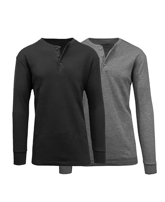 Galaxy By Harvic Men's Long Sleeve Thermal Henley Tee, Pack of 2