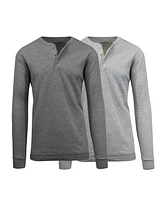 Galaxy By Harvic Men's Long Sleeve Thermal Henley Tee, Pack of 2