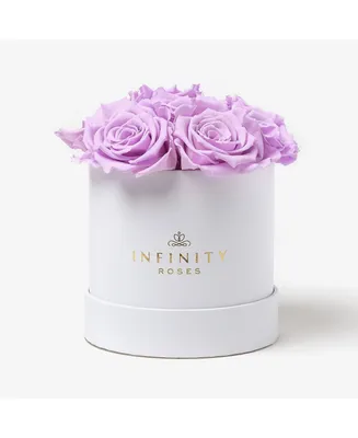Round Box of 7 Lavender Real Roses Preserved To Last Over A Year