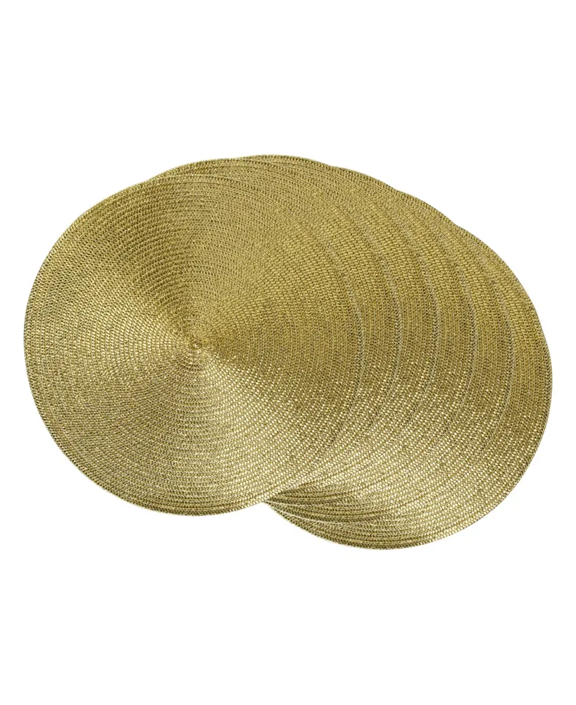 Design Import Metallic Round Woven Polypropylene Placemat, Set of 6 - Gold