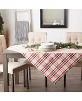 Design Imports Kitchen and Table Top Jolly Tree Collection Tablecloth, Nutcracker Plaid, 52" x 52"