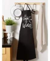 Design Imports Chef Printed Apron, Cook for Wine, 1 Piece