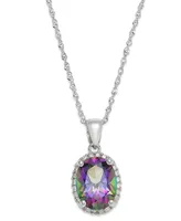 14k White Gold Mystic Topaz (2 ct. t.w.) and Diamond Accent Pendant Necklace