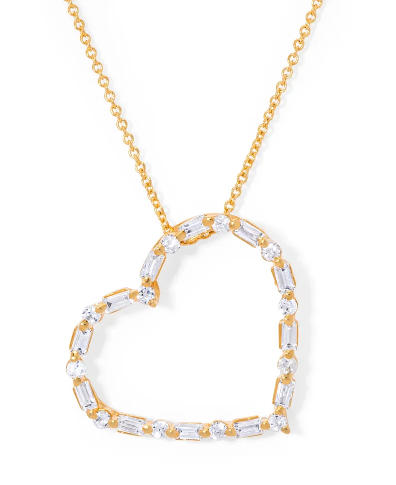 Gabriel & Co. 14K White Gold Classic Pavé Diamond Sideways Open Heart  Necklace - 002-160-2001461