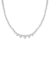 Cubic Zirconia Heart Link Graduated 18" Necklace in Silver Plate