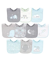 Luvable Friends Baby Girl Interlock Cotton Drooler Bibs, Basic Elephant, One