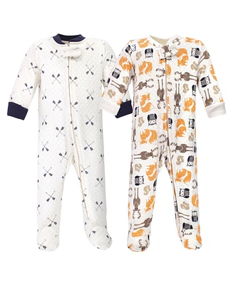 Hudson Baby Boys Premium Quilted Zipper Sleep and Play 2pk Forest