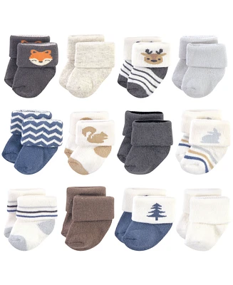 Hudson Baby Baby Boys Hudson Cotton Rich Newborn and Terry Socks Dino, 0-3 Months