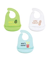 Hudson Baby Infant Boy Silicone Bibs 3pk, Veggies