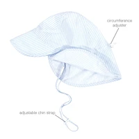 Hudson Baby Boys Sun Protection Hat, Blue Stripe, 0-6 Months