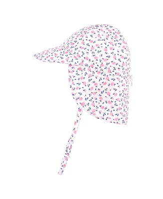Hudson Baby Girls Sun Protection Hat, Berry Floral, 6-18 Months