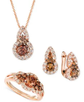 Le Vian Chocolate Diamond Nude Diamond Halo Jewelry Collection In 14k Rose Gold