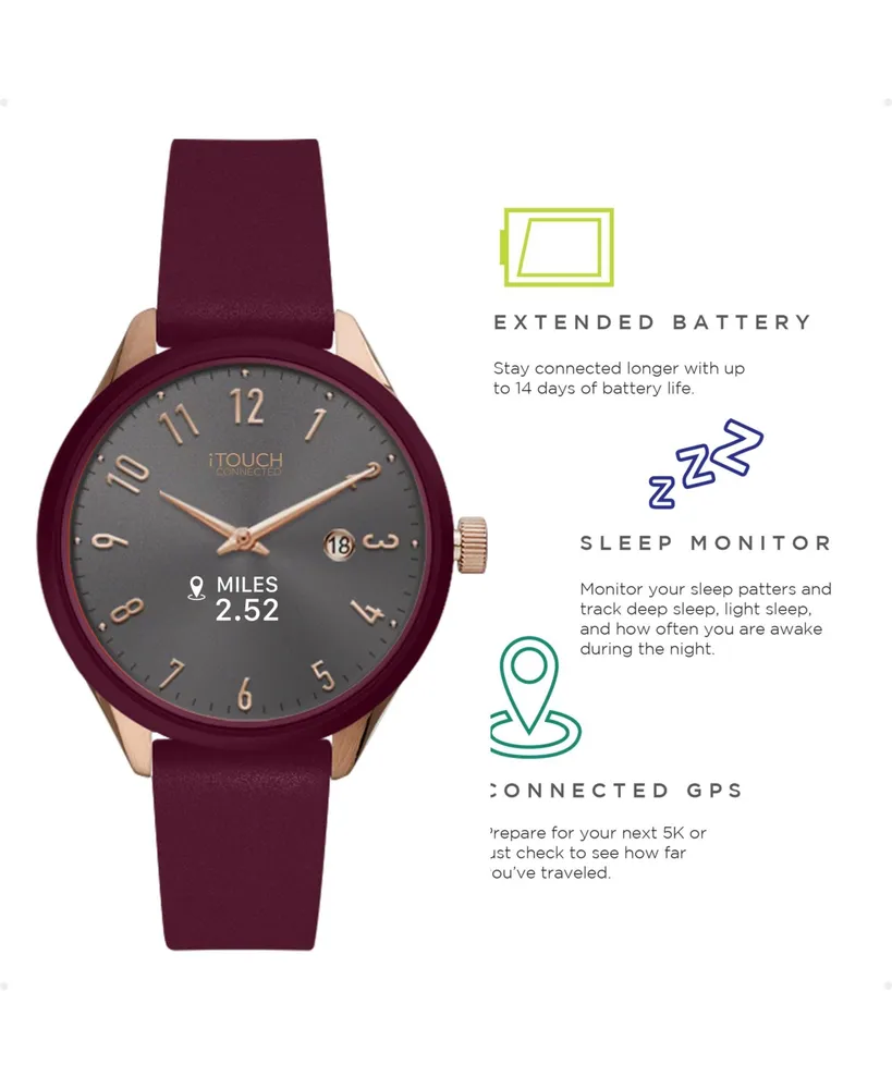 Connected Women's Hybrid Smartwatch Fitness Tracker: Rose Gold Case with Merlot Leather Strap 38mm