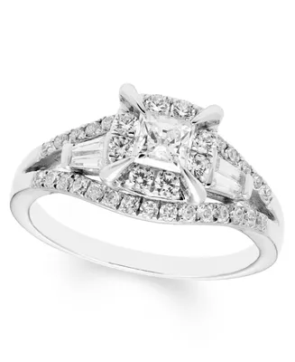 Diamond Princess Halo Engagement Ring (1 ct. t.w.) in 14K White Gold