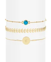 Wren Initial Turquoise Bracelet Set - Gold