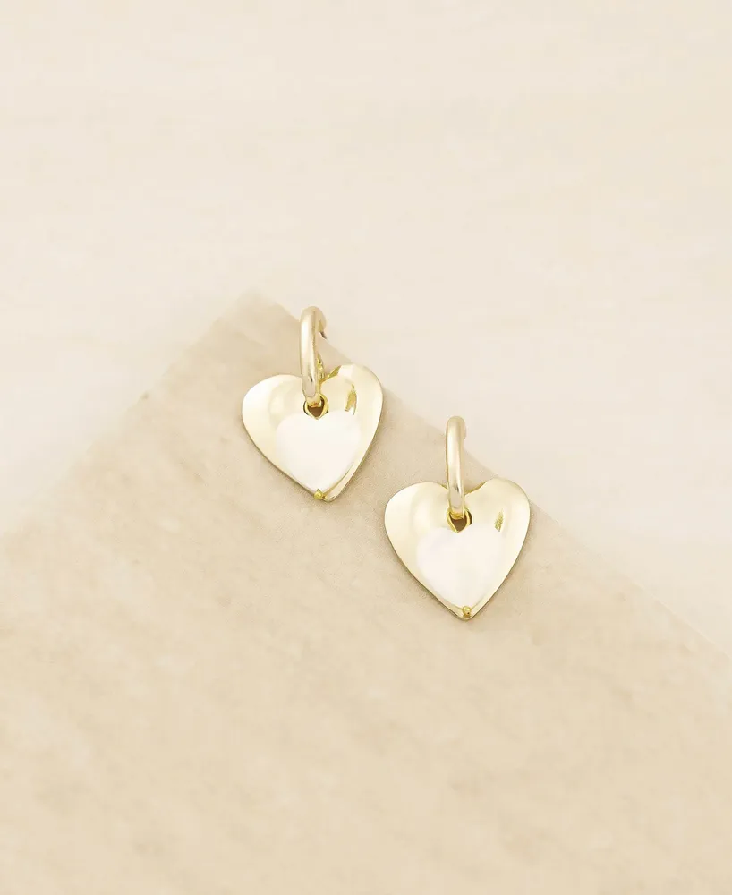 Ettika Mother of Pearl and Gold Plated Heart Earrings