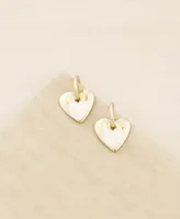 Ettika Mother of Pearl and Gold Plated Heart Earrings