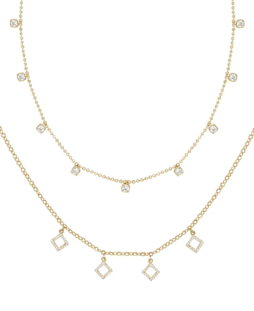 Ettika Geo Charm Layering Crystal Necklace Set of 2