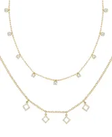 Ettika Geo Charm Layering Crystal Necklace Set of 2