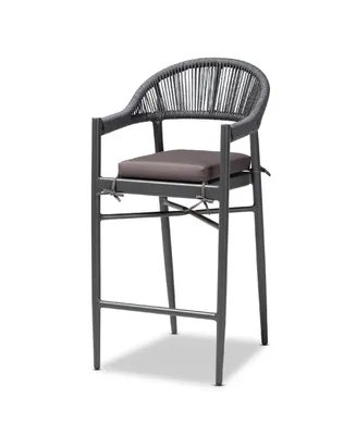 Wendell Modern and Contemporary Rope and Metal Outdoor Bar Stool